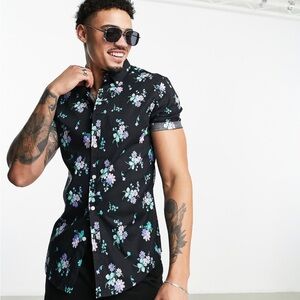 ASOS fitted button down floral shirt